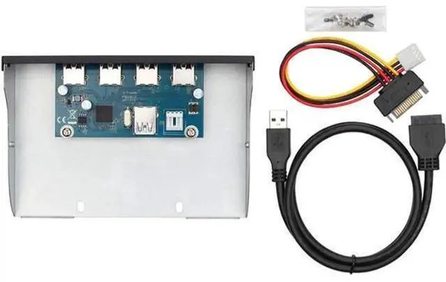 Alt view image 5 of 7 - 4-Port USB 3.0 Front Panel Hub Cable, 5.25 Inch CD-ROM Bay Mount USB Hub Cord with 20Pin/19Pin Motherboard Header Connector, Internal Desktop Chassis Expansion Wire for PC Front Multi USB Port Ac