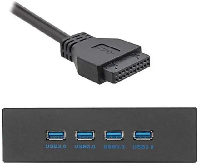 Alt view image 4 of 7 - 4-Port USB 3.0 Front Panel Hub Cable, 5.25 Inch CD-ROM Bay Mount USB Hub Cord with 20Pin/19Pin Motherboard Header Connector, Internal Desktop Chassis Expansion Wire for PC Front Multi USB Port Ac