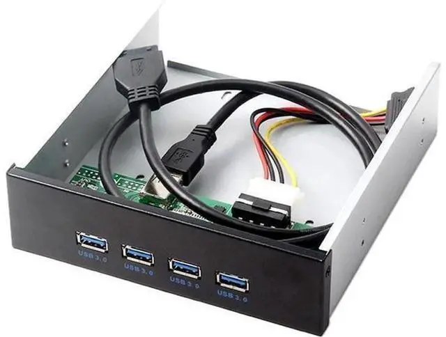 Alt view image 7 of 7 - 4-Port USB 3.0 Front Panel Hub Cable, 5.25 Inch CD-ROM Bay Mount USB Hub Cord with 20Pin/19Pin Motherboard Header Connector, Internal Desktop Chassis Expansion Wire for PC Front Multi USB Port Ac