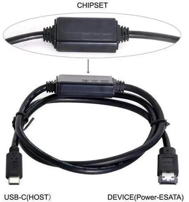 Alt view image 2 of 7 - 1M 3.28FT USB-C to eSATA Data Transfer Cable, Uni-Directional USB Type-C to eSATA Adapter Cord for 2.5/3.5 Inch HDD SSD ODD Optical Drives, Host-Specific Connection Design, Fast External Storage File