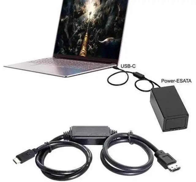 Alt view image 5 of 7 - 1M 3.28FT USB-C to eSATA Data Transfer Cable, Uni-Directional USB Type-C to eSATA Adapter Cord for 2.5/3.5 Inch HDD SSD ODD Optical Drives, Host-Specific Connection Design, Fast External Storage File
