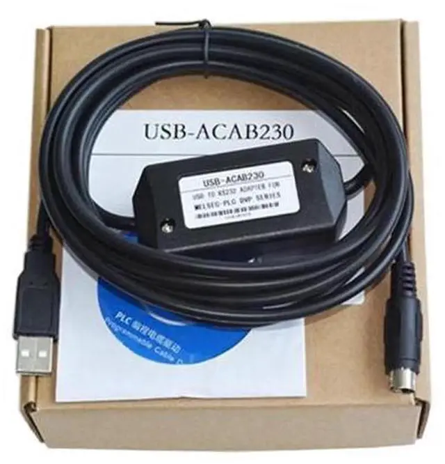 Main image of USB-ACAB230 USB-DVP PLC Programming Cable, Industrial USB to MD8 Serial Download Cord Exclusively for Delta DVP EX, EH, EC, SE, SV, SS Series Controllers, Stable Two-Way Communication Wire for Ladder