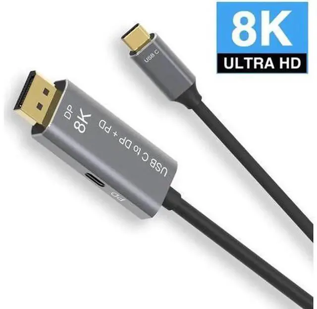 Main image of Dual-Mode USB-C to DisplayPort 1.4 Cable with PD Charging, Supports 8K@60Hz & 4K@144Hz High Refresh Rate Video Transmission Adapter Cord, Portable Audio Video Sync Wire for Laptop, Desktop, Monitor,