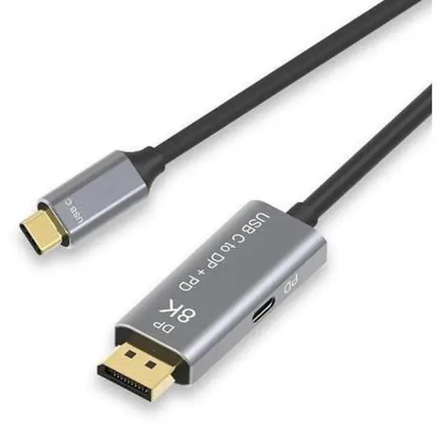 Alt view image 3 of 5 - Dual-Mode USB-C to DisplayPort 1.4 Cable with PD Charging, Supports 8K@60Hz & 4K@144Hz High Refresh Rate Video Transmission Adapter Cord, Portable Audio Video Sync Wire for Laptop, Desktop, Monitor,