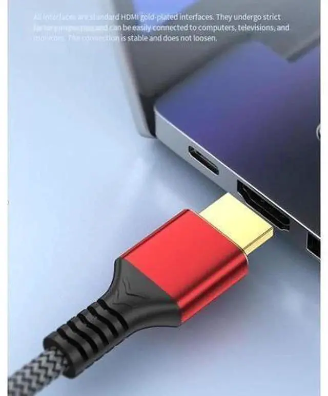 Alt view image 5 of 6 - HDMI 2.1 High Speed HDMI Cable Supports 8K Ultra HD Video Transmission, Universal Digital Audio Video Sync Cord for Monitors, TVs, Desktop PCs, Laptops, Projectors & Set-Top Boxes, Low Latency Flicker