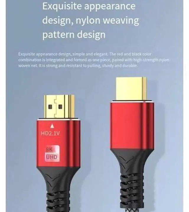 Alt view image 6 of 6 - HDMI 2.1 High Speed HDMI Cable Supports 8K Ultra HD Video Transmission, Universal Digital Audio Video Sync Cord for Monitors, TVs, Desktop PCs, Laptops, Projectors & Set-Top Boxes, Low Latency Flicker