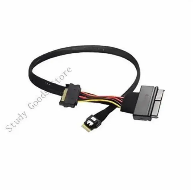 Main image of SFF-8654 4i Male to SFF-8639 U.2/U.3 SSD Data Cable with 15Pin SATA Power Supply, Dual-Mode NVMe Storage Connection Cord, Internal Server Workstation Hard Drive Adapter Wire, High-Speed Low-In