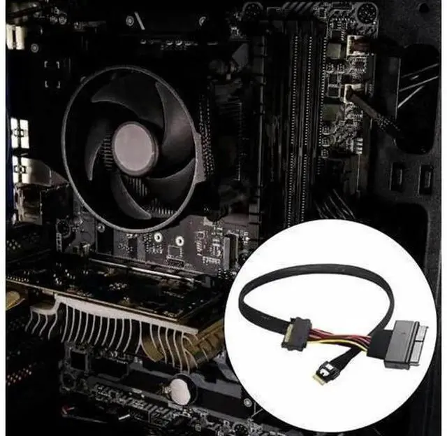Alt view image 2 of 4 - SFF-8654 4i Male to SFF-8639 U.2/U.3 SSD Data Cable with 15Pin SATA Power Supply, Dual-Mode NVMe Storage Connection Cord, Internal Server Workstation Hard Drive Adapter Wire, High-Speed Low-In