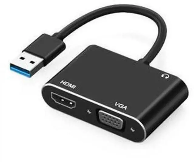Main image of USB 3.0 to HDMI VGA Adapter Dual Monitor Display Converter, 1 in 2 Out Video Splitter with Audio Output