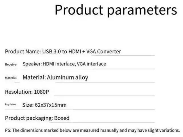 Alt view image 4 of 6 - USB 3.0 to HDMI VGA Adapter Dual Monitor Display Converter, 1 in 2 Out Video Splitter with Audio Output