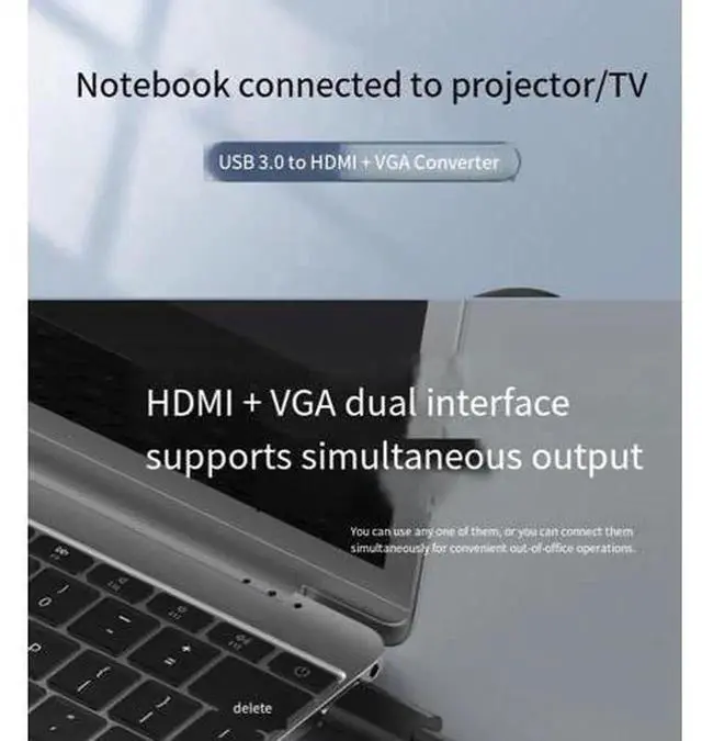 Alt view image 3 of 6 - USB 3.0 to HDMI VGA Adapter Dual Monitor Display Converter, 1 in 2 Out Video Splitter with Audio Output