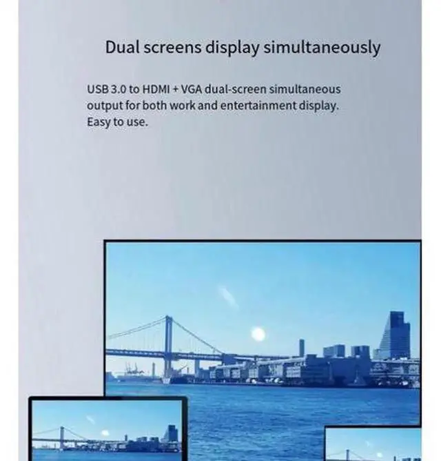 Alt view image 5 of 6 - USB 3.0 to HDMI VGA Adapter Dual Monitor Display Converter, 1 in 2 Out Video Splitter with Audio Output