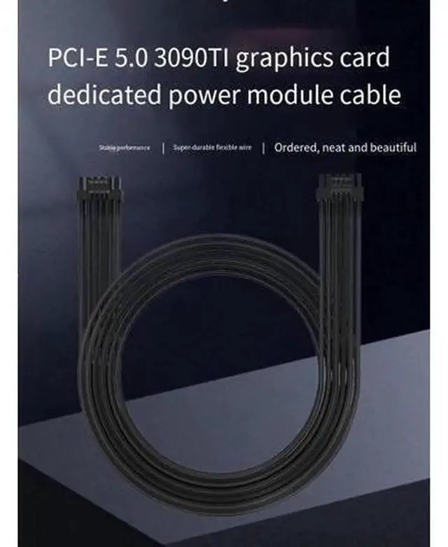 Alt view image 3 of 6 - PCIe 5.0 12+4P 12VHPWR Male to Male GPU Power Cable, White Nylon Braided Modular PSU Cable for RTX 3090Ti 4070Ti 4080 4090 Graphics Card