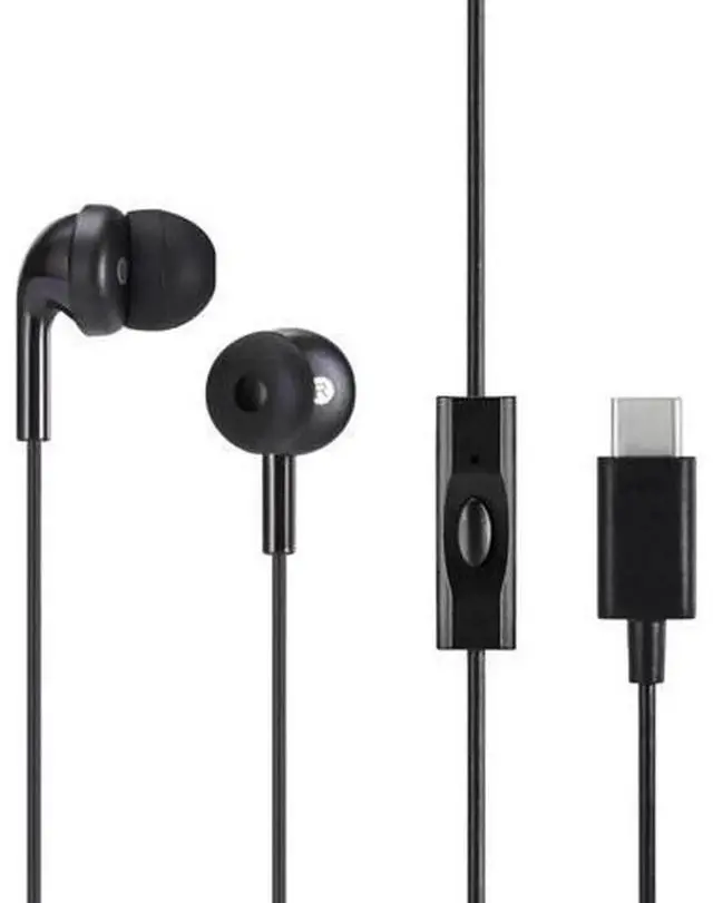 Main image of USB-C Wired In-Ear Earbuds with Built-in Microphone, 4.2FT Long Cord, 3 Sizes S/M/L Silicone Ear Tips, Black Wired Headphones