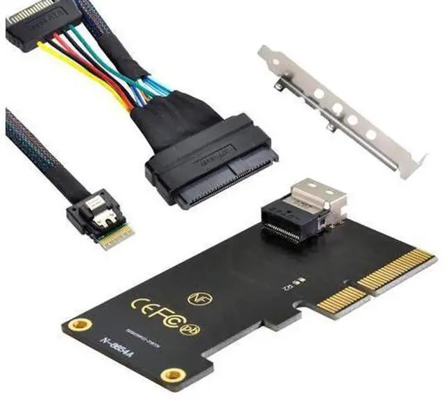Main image of PCIe 3.0 & 4.0 SFF-8654 Slimline SAS to SFF-8639 U.2 NVMe SSD Adapter Cable, High Speed 64Gbps Storage Converter Cord for Mainboard HBA RAID Card, Compatible with Supermicro Dell HP ASUS Motherboards