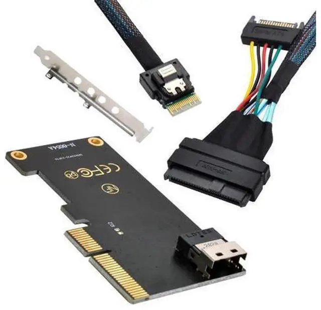 Alt view image 2 of 5 - PCIe 3.0 & 4.0 SFF-8654 Slimline SAS to SFF-8639 U.2 NVMe SSD Adapter Cable, High Speed 64Gbps Storage Converter Cord for Mainboard HBA RAID Card, Compatible with Supermicro Dell HP ASUS Motherboards
