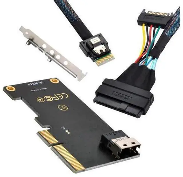 Alt view image 4 of 5 - PCIe 3.0 & 4.0 SFF-8654 Slimline SAS to SFF-8639 U.2 NVMe SSD Adapter Cable, High Speed 64Gbps Storage Converter Cord for Mainboard HBA RAID Card, Compatible with Supermicro Dell HP ASUS Motherboards
