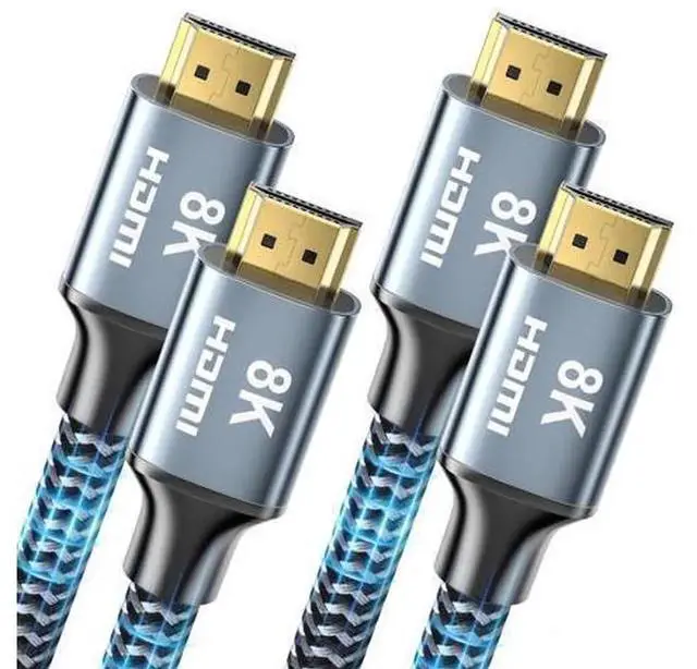 Main image of 2 Pack 10FT HDMI 2.1 Braided Cable, 48Gbps Ultra High Speed 8K@60Hz 4K@120Hz HDMI Cord Support HDR eARC HDCP 2.2 2.3, Stable Video Audio Transfer Cable Compatible with 8K HDTV Gaming Monitor Laptop PC