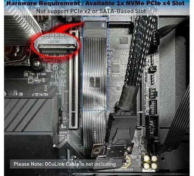 Alt view image 4 of 6 - 15cm M.2 NVMe PCIe 4.0 x4 to OCuLink SFF-8612 Extender Cable, SFF-8612 to SFF-8611 4i Host Adapter Cord for External eGPU Dock & U.2 NVMe SSD Expansion, Compatible with Minisforum ASUS Gigabyte Superm