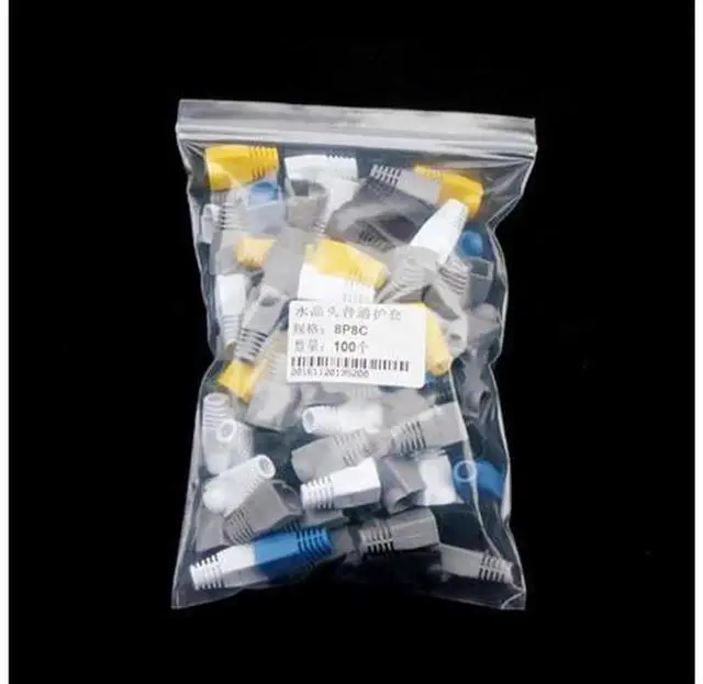 Main image of 100PCS Multi-Color RJ45 CAT5e Crystal Head Sheath, Flexible Ethernet Cable Protective Boot Cap, Soft Rubber Network Plug Jacket Strain Relief Cover, Anti-Break Protective Sleeve for RJ45 CAT5e Connect