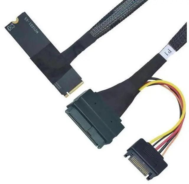 Main image of LetLinkSo PCIe 5.0 M.2 Key-M to SFF-8639 U.2 NVMe SSD Extension Cable, 50cm/1.6ft Bottom Side Exit Riser Cord with Independent 15Pin SATA Power, Full 128Gbps PCIe 5.0 x4 Bandwidth, Backward PCIe 4.0/3