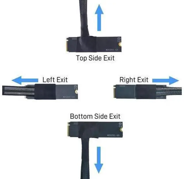 Alt view image 2 of 5 - LetLinkSo PCIe 5.0 M.2 Key-M to SFF-8639 U.2 NVMe SSD Extension Cable, 50cm/1.6ft Bottom Side Exit Riser Cord with Independent 15Pin SATA Power, Full 128Gbps PCIe 5.0 x4 Bandwidth, Backward PCIe 4.0/3