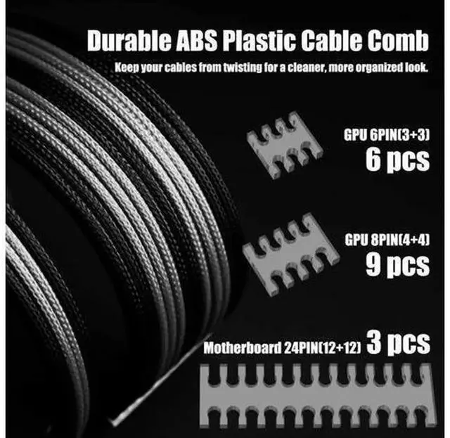 Alt view image 3 of 7 - Upgraded White PSU Extension Cable Kit with Cable Combs, 45 Inch 11-Piece ATX Power Supply Extension Cord Set, Contains 24Pin Mainboard, 8Pin CPU, 6Pin PCIe Power Extender Wires, Neat Cable Combs for