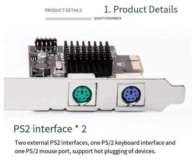 Alt view image 5 of 7 - PCI-E to Dual PS/2 Expansion Adapter Card with MCS9990 Chip, PCIe X1 PS2 Round Port Extender for Traditional PS/2 Keyboard & Mouse, Plug-and-Play Driver-Free Design, Internal Desktop PCI Express Expan