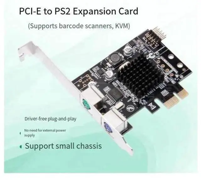 Alt view image 6 of 7 - PCI-E to Dual PS/2 Expansion Adapter Card with MCS9990 Chip, PCIe X1 PS2 Round Port Extender for Traditional PS/2 Keyboard & Mouse, Plug-and-Play Driver-Free Design, Internal Desktop PCI Express Expan