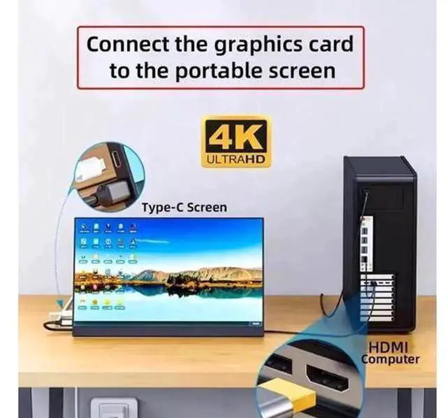 Alt view image 5 of 7 - 2.0m Reversed HDMI to USB-C Male Cable, 4K HDMI Source Input to Type-C Output Cord, Bidirectional Signal Conversion Wire for Touch Screen Displays, Laptops, Monitors & HDTV, Stable 4K Video Audio Tran