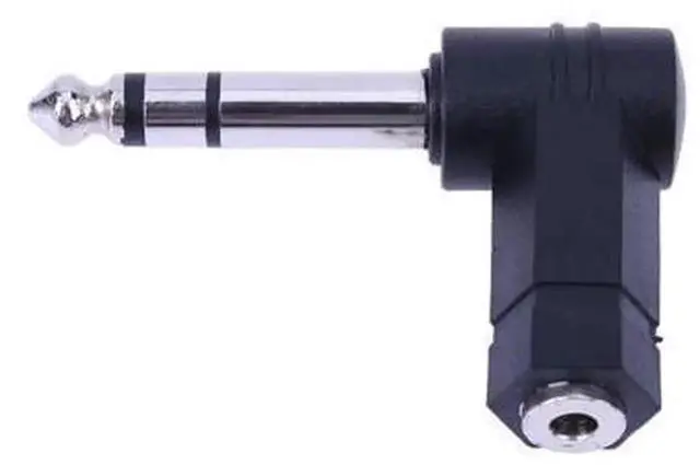 Alt view image 3 of 4 - 90 Degree Right Angle Audio Adapter, 3.5mm TRS Male to 6.35mm 1/4 Inch Mono Stereo Female Jack Converter, Low Profile L-Shaped Plug Connector for Headphones, AUX Cables, Speakers, Guitars, Mixers, Amp