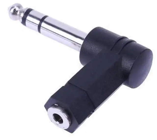 Alt view image 2 of 4 - 90 Degree Right Angle Audio Adapter, 3.5mm TRS Male to 6.35mm 1/4 Inch Mono Stereo Female Jack Converter, Low Profile L-Shaped Plug Connector for Headphones, AUX Cables, Speakers, Guitars, Mixers, Amp