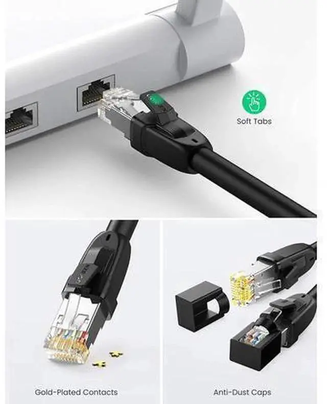 Alt view image 5 of 7 - UGREEN 25FT Cat8 RJ45 Ethernet LAN Cable, Ultra High Speed Shielded Cat8 Network Cord, Stable Low-Latency Internet Wire for Gaming Consoles PS5 PS4 Xbox One PS3, Modems, Routers, Desktops, Mac & Lapto