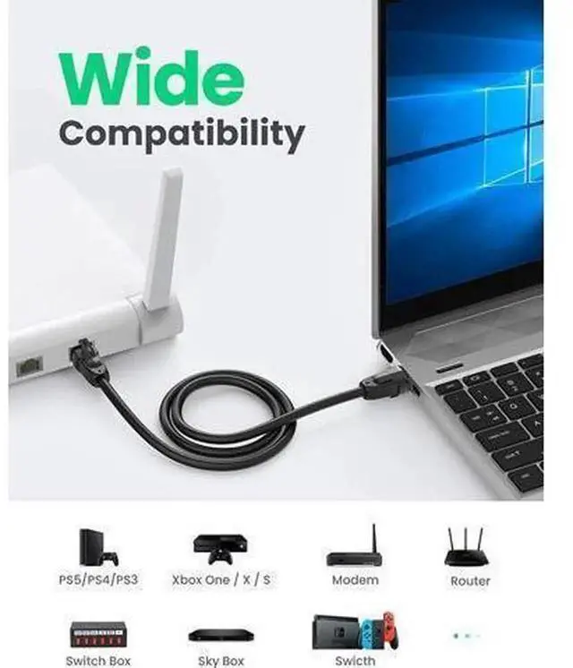 Alt view image 7 of 7 - UGREEN 25FT Cat8 RJ45 Ethernet LAN Cable, Ultra High Speed Shielded Cat8 Network Cord, Stable Low-Latency Internet Wire for Gaming Consoles PS5 PS4 Xbox One PS3, Modems, Routers, Desktops, Mac & Lapto