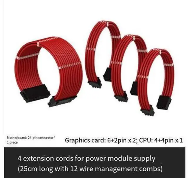 Alt view image 5 of 7 - 25CM White Braided Extension Cables Set with Silicone Cable Sleeves, Full Complete Power Module Wires Including Motherboard Cables & GPU Extension Cords, Soft Silicone Protective Wire Cover, Neat Brai