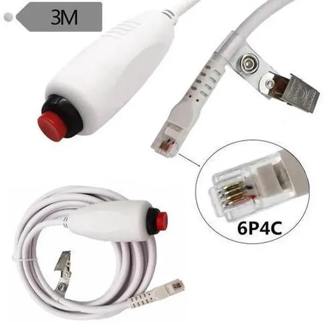 Alt view image 4 of 5 - 6P4C Nurse Call Connection Cord, Emergency Patient Call Push Button Switch Cable, Stable Signal Transmission Wire for Hospital Ward Patient Emergency Stop Alarm System, Durable Replacement Line for Me