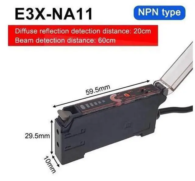 Main image of E3X-NA11 Fiber Optic Photoelectric Sensor Amplifier with 2M Cable, DIN Rail Mount EX-DN10 Controller for Diffuse & Through-Beam M3/M4/M6 Fiber Heads, High-Sensitivity Optical Switch for Automated Asse