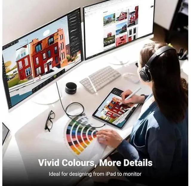 Alt view image 5 of 7 - 6.6FT USB-C to HDMI 4K@60Hz Cable, Thunderbolt 3/4 Compatible Type-C to HDMI Cord, Plug-and-Play Video Adapter for iPhone 16 Series, MacBook, iPad Pro, XPS, Galaxy S24, Steam Deck, Ideal for Home Thea