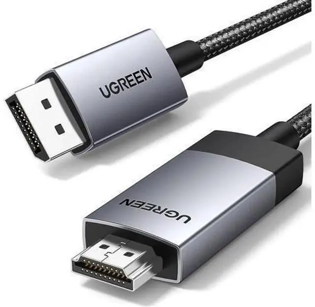 Main image of UGREEN Active DP 1.2 to HDMI 2.0 Cable, Uni-Directional Braided Aluminum 4K@60Hz HDR DisplayPort to HDMI Cord, Stable Video Converter Wire Compatible with Monitors, Projectors, Dell, Lenovo, HP Laptop