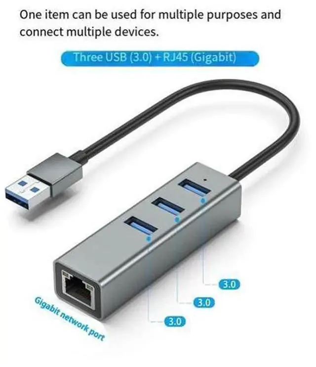 Alt view image 6 of 7 - Aluminum USB-C Gigabit Ethernet Hub, Type-C to RJ45 LAN Network Adapter Compatible with MacBook, Dell, Lenovo, HP, Samsung, Huawei, Plug-and-Play Wired Network Converter for Office & Home Use
