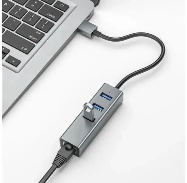 Alt view image 4 of 7 - Aluminum USB-C Gigabit Ethernet Hub, Type-C to RJ45 LAN Network Adapter Compatible with MacBook, Dell, Lenovo, HP, Samsung, Huawei, Plug-and-Play Wired Network Converter for Office & Home Use