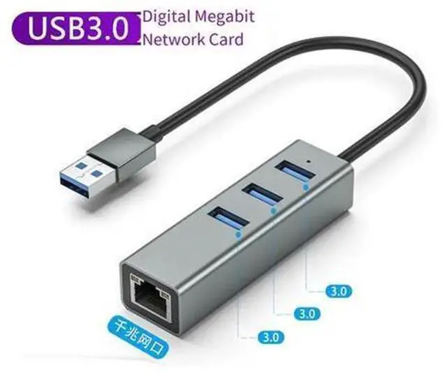 Alt view image 2 of 7 - Aluminum USB-C Gigabit Ethernet Hub, Type-C to RJ45 LAN Network Adapter Compatible with MacBook, Dell, Lenovo, HP, Samsung, Huawei, Plug-and-Play Wired Network Converter for Office & Home Use