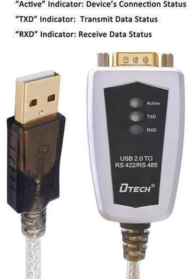 Alt view image 3 of 7 - DTECH 1.5FT USB to RS485 RS422 Serial Adapter Cable with Genuine FTDI Chip, Industrial Bi-Directional Serial Converter Compatible with Windows & Mac OS for PLC, Sensor & Industrial Device Debugging