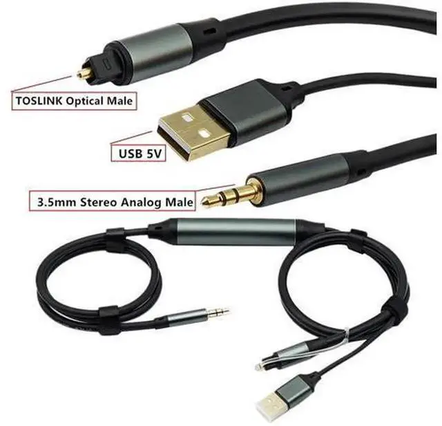 Alt view image 4 of 5 - 1-to-2 TOSLINK Optical USB Powered Digital to Analog DAC Audio Converter, Optical to Dual 3.5mm Jack Audio Adapter with Built-in Decoding Chip