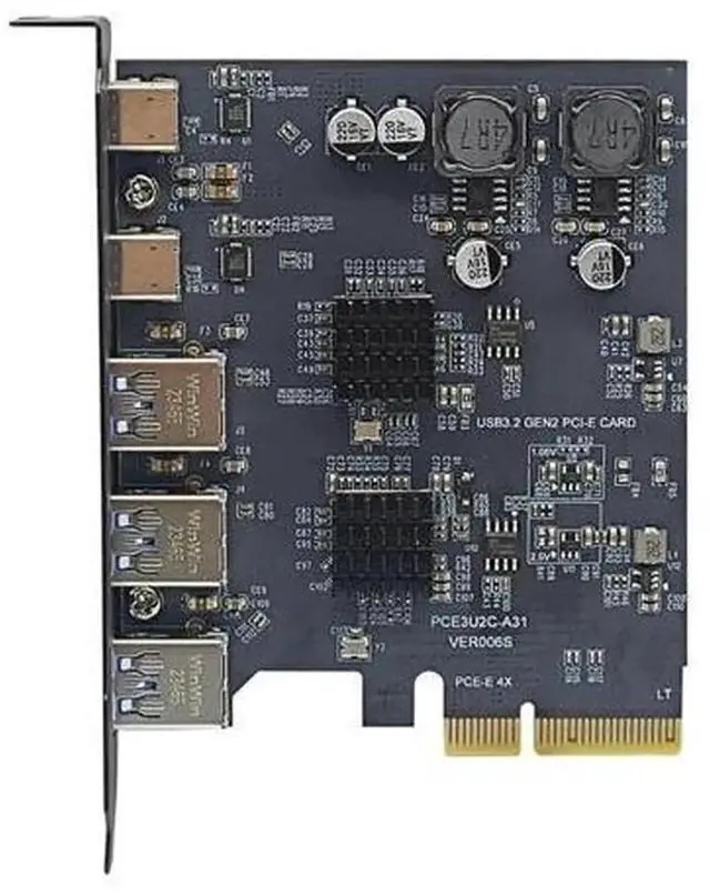 Main image of PCIe X4 to 2 USB-C + 3 USB3.2 Gen2 10Gbps Expansion Card, PCI Express USB 3.2 Gen2 Hub Adapter for Desktop PC