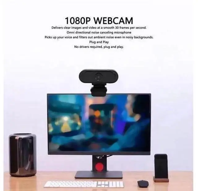 Alt view image 5 of 5 - Pomya Full HD 1080P USB Webcam with Built-in Noise Canceling Microphone, 30FPS Streaming Camera with 1.5M Long USB Cable for Zoom Meetings, Online Classes, Live Broadcast