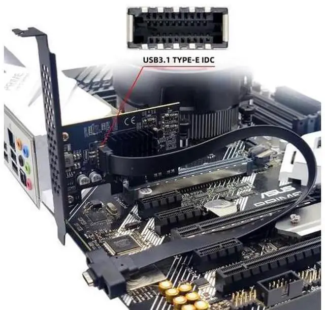 Alt view image 4 of 5 - ChenYang PCI-E X2 Expansion Card, PCI Express 2X to 2-Port USB 2.0 + USB3.1 Gen2 Type-E Front Panel Header Adapter for Desktop Chassis
