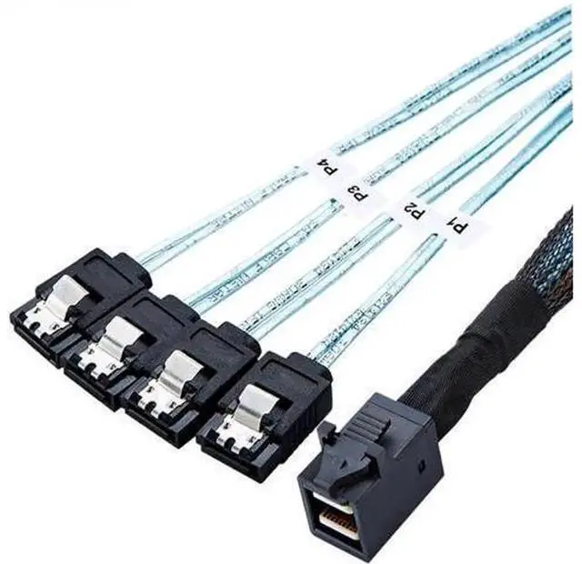 Main image of 0.5m Internal SFF-8643 HD Mini SAS to 4 SATA Breakout Cable, 12Gbps SAS Controller to 4 SATA HDD/SSD Converter Cord for Server Storage