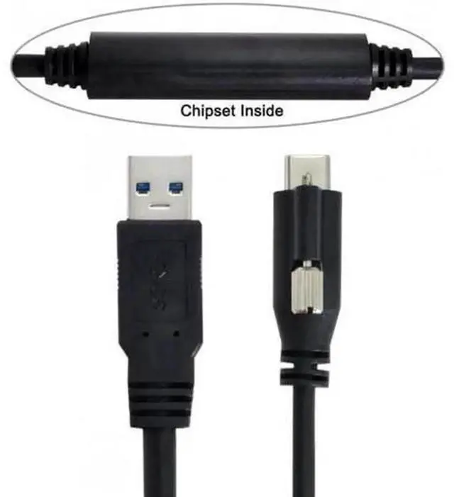 Main image of UC-045-8.0M 8 Meter Single Screw Locking USB 3.1 Type-C to USB 3.0 Cable, Panel Mount Industrial Data Cord for Industrial Cameras, Recorders, Laptops & Storage Disks