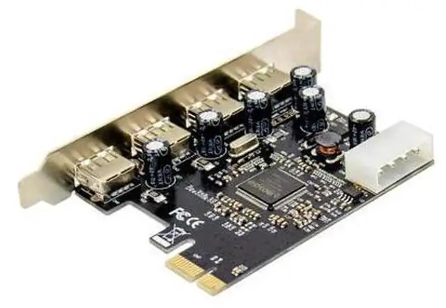 Main image of PCIe X1 to 4 Port USB 3.0 Expansion Card with MSC9990 Chipset, Internal Desktop USB Adapter with 4-Pin Auxiliary Power Supply